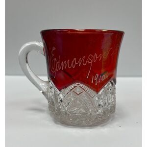 Vintage World's Fair 1910 Ruby Stained Glass Souvenir.